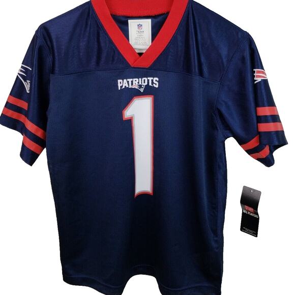 NFL Team Apparel New England Patriots #1 Cam Newton Youth Jersey Size L 12/14 - Picture 1 of 6